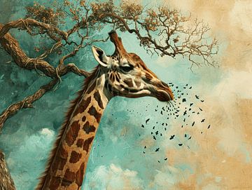 Giraffes Fluistering van Eva Lee