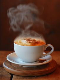 eine Tasse Kaffee oder Cappuccino trinken