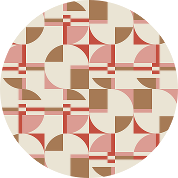Modern abstract geometrisch patroon in koraalroze, bruin en wit nr.  10 van Dina Dankers