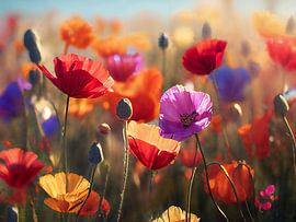 Poppies in various colours