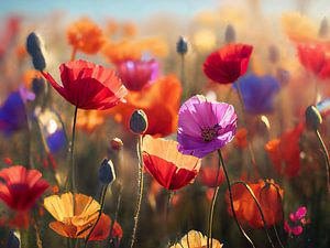 Mohnblumen in verschiedenen Farben