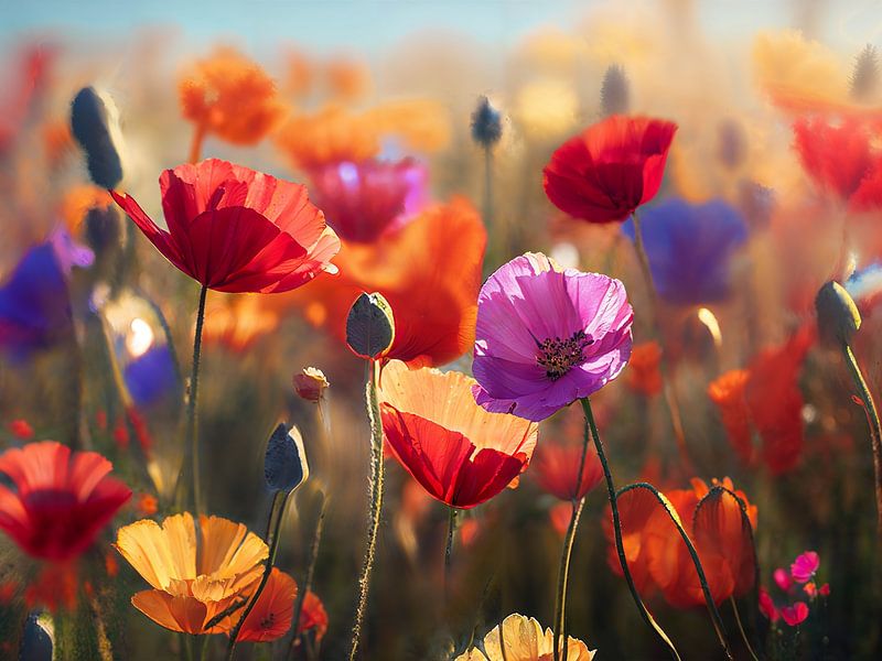 Coquelicots de différentes couleurs par Bianca ter Riet