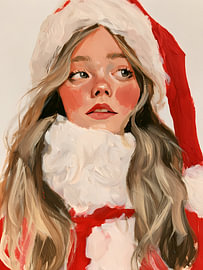 Winter Portrait in a Santa Hood by Mosaic Dialogue