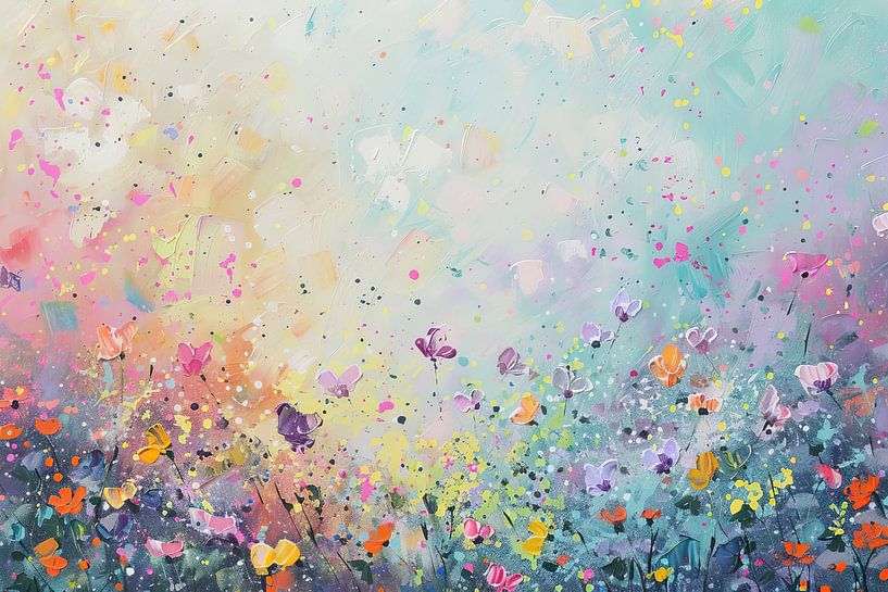 Field of flowers Impressionism by Wonderful Art