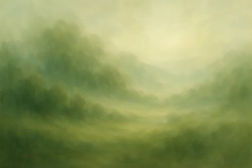 Nevel over glooiende heuvels