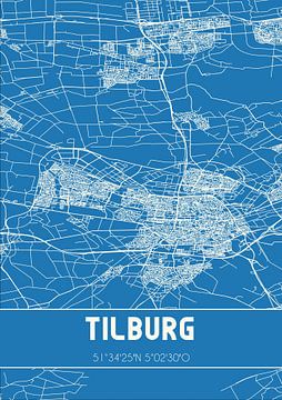 Blaupause | Karte | Tilburg (Nordbrabant) von Rezona