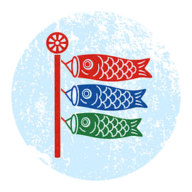 Japanisches Koinobori-Kunstgemälde mit Grunge-Textur von febri anto