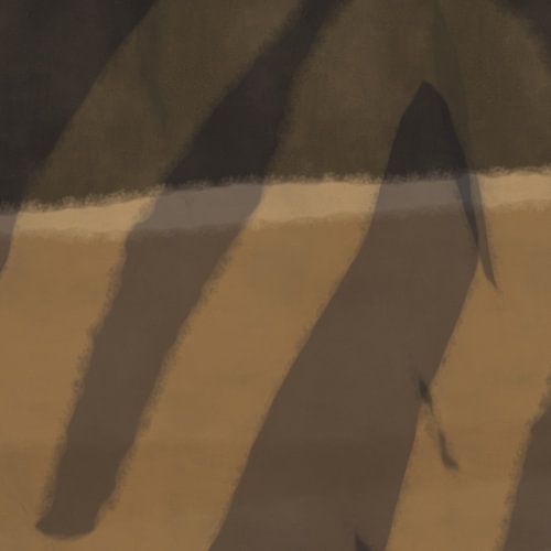 Moderne abstracte kunst. Vormen en lijnen in okergeel, taupe, bruin