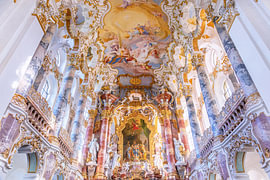 Intérieur de l'église Rococo de Wies, en Allemagne sur Adelheid Smitt