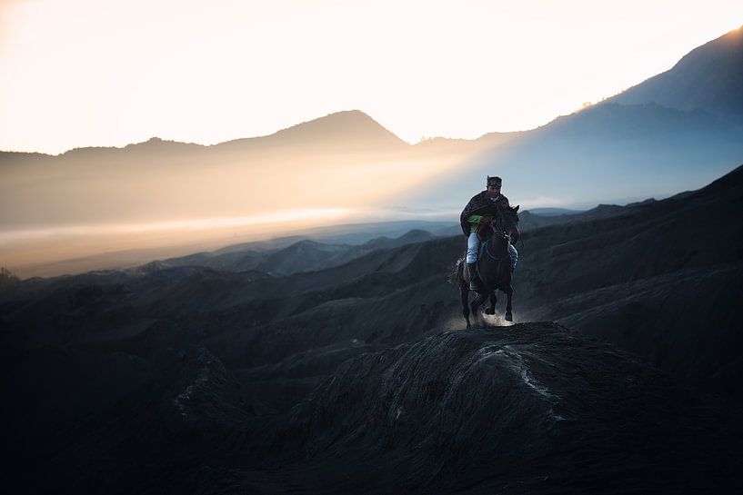 A horse man early morning at mount bromo indonesia by Daniel Parengkuan