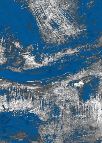 Blauw, grijs en wit. Abstracte hedendaagse kunst.