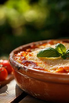 Hearty lasagne outdoors - deliciously appetising by Poster Art Shop