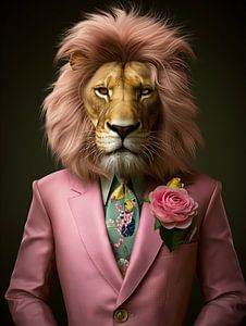 Löwe im rosa Anzug