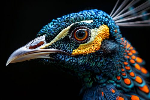 Close Up Of A Peacock Bird Head Eye