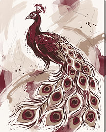 Ausdrucksstarker Pfau in Bordeauxrot und Beige von Your unique art