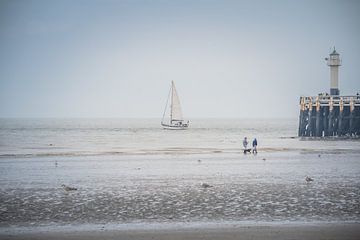 Pier of Nieuwpoort by Paquita Six