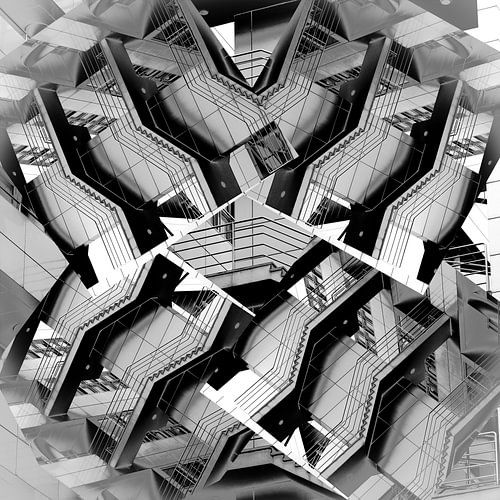 Die Treppe des Rathauses von Den Haag à la Escher
