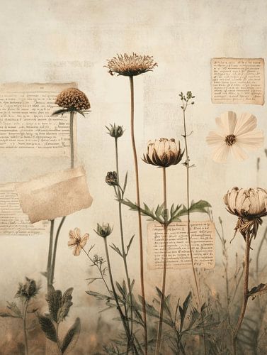 Vintage collage met bloemen