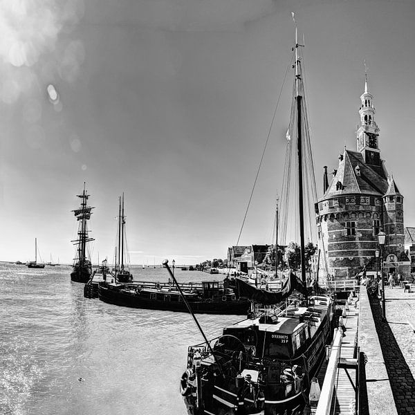 Hoorn Port North Holland Netherlands Black and White by Hendrik-Jan Kornelis