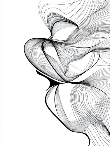 Art abstrait : tourbillons et lignes en noir et blanc