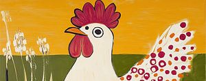 Huhn in Gelb und Grün