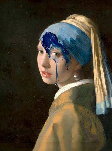 Vermeer’s Girl with a Pearl Earring, Blue Brushstroke