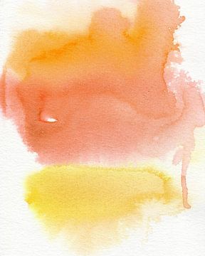 Aquarelle abstraite colorée dans les tons chauds de jaune, brun et ocre. sur Dina Dankers