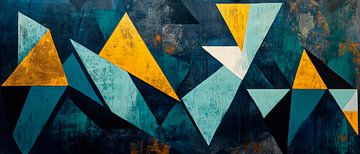 Farbenfrohe Geometrie der Stille  Dynamik in kühlen Tönen  T von Poster Art Shop