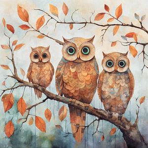 Whimsical Autumn Owls