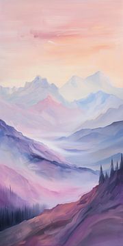 Pastellfarbene Berge in der Morgendämmerung von Whale & Sons
