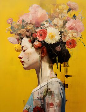 Jongedame met bloemen op haar hoofd van Danny van Eldik - Perfect Pixel Design