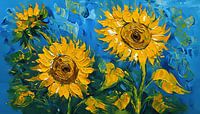 Vibrant Sunflower Symphony in Blue