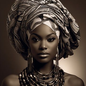 Femme africaine avec foulard sur Bianca ter Riet