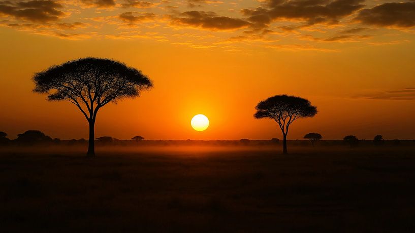 Serengeti sunset over the grasslands by A.D. Digital ART