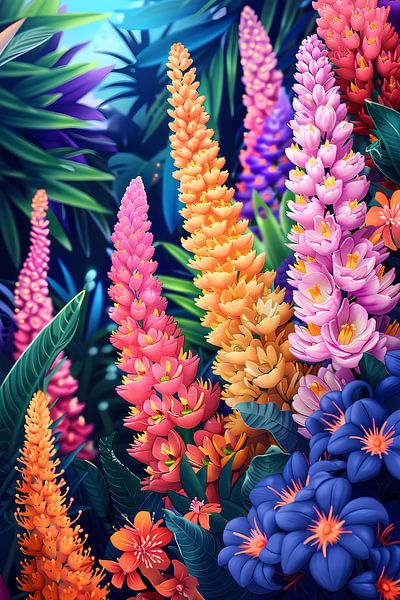 Vibrant Art Nouveau floral display in colour by Art & Soul Creations