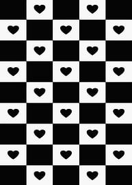 Heart Checkerboard in Black and White by Art Kingdom