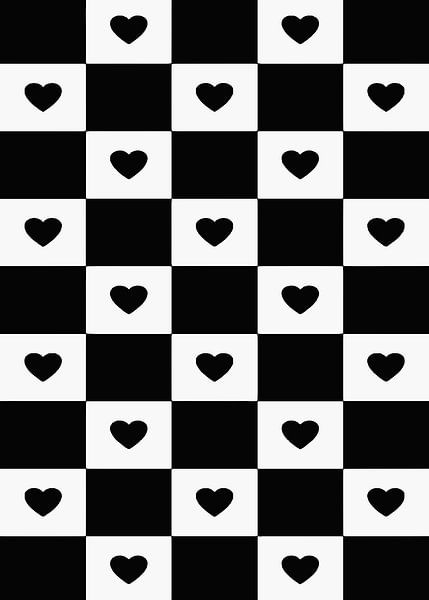 Herz-Schachbrett in Schwarz und Weiß von Art Kingdom