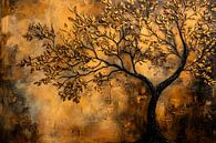 Golden tree on abstract canvas by Imperial Art House thumbnail