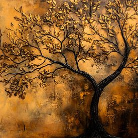 Golden tree on abstract canvas by Imperial Art House