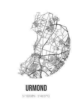 Urmond (Limburg) | Landkaart | Zwart-wit van MijnStadsPoster