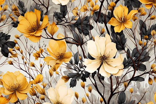 fleurs jaunes et beiges