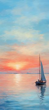 Sailboat Sunset | Sunset at Sea by Abstract Painting