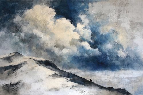 Sneeuwlandschap met Bergen - Minimalistisch Schilderij in Fine Art Stijl van BowiScapes - Fine Art Landschappen