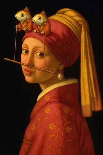 Vermeer, des poissons et une baguette - La perle de la mer sur Moonheart Artworks