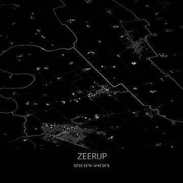 Schwarz-weiße Karte von Zeerijp, Groningen. von Rezona