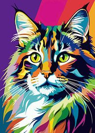 Chat de la forêt norvégienne Style Pop Art