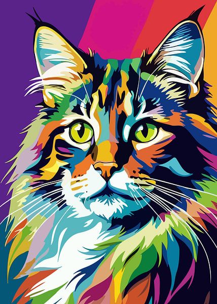 Norwegian Forest Cat Pop Art Style by MIROKKU