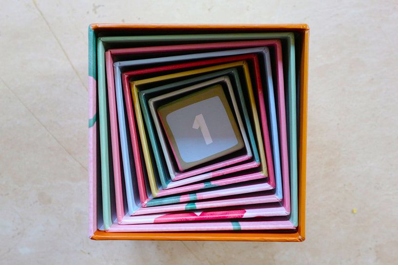Square spiral with number 1 (one) colourful by hou2use