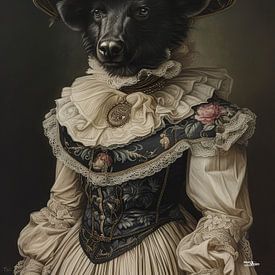 dog in Victorian dress by Gelissen Artworks