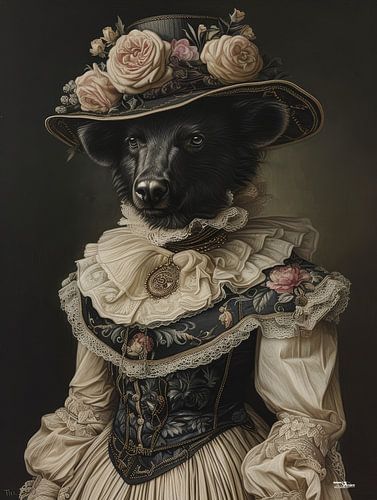 hond in victoriaanse kleding